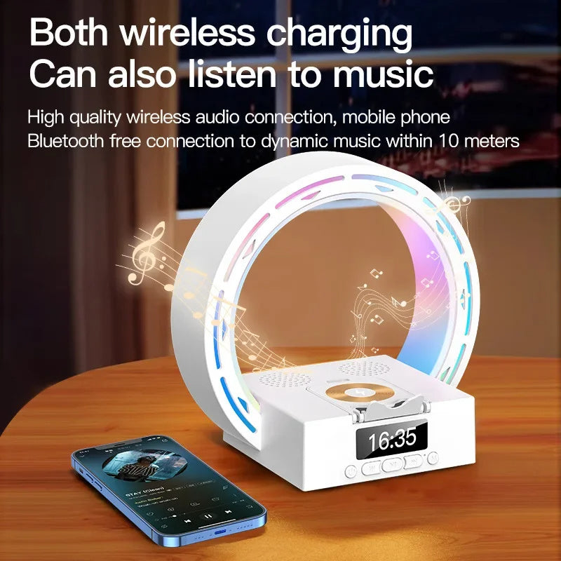 4-w-1 Głośnik Bluetooth z lampą, ładowarką i budzikiem