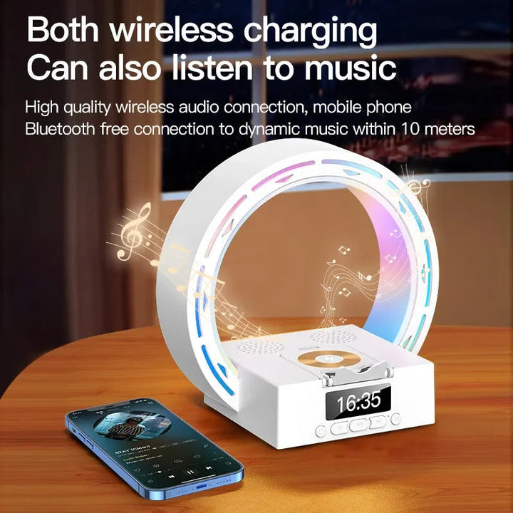 4-w-1 Głośnik Bluetooth z lampą, ładowarką i budzikiem