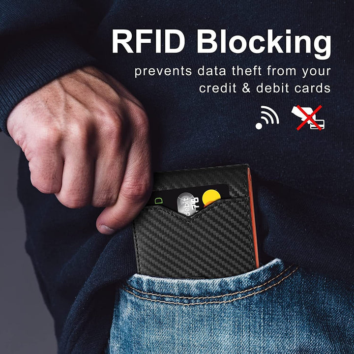 Slim RFID-portfel dla mężczyzn | Etui na karty ze skóry | Czarny