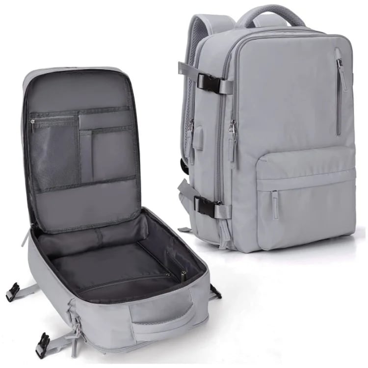 Karnz | Travelliva Damski Plecak Podróżny 35 L | Wodoodporny i z portem USB | Ochrona przed kradzieżą i kieszeń na buty | Do wędrówek, codzienności i podróży