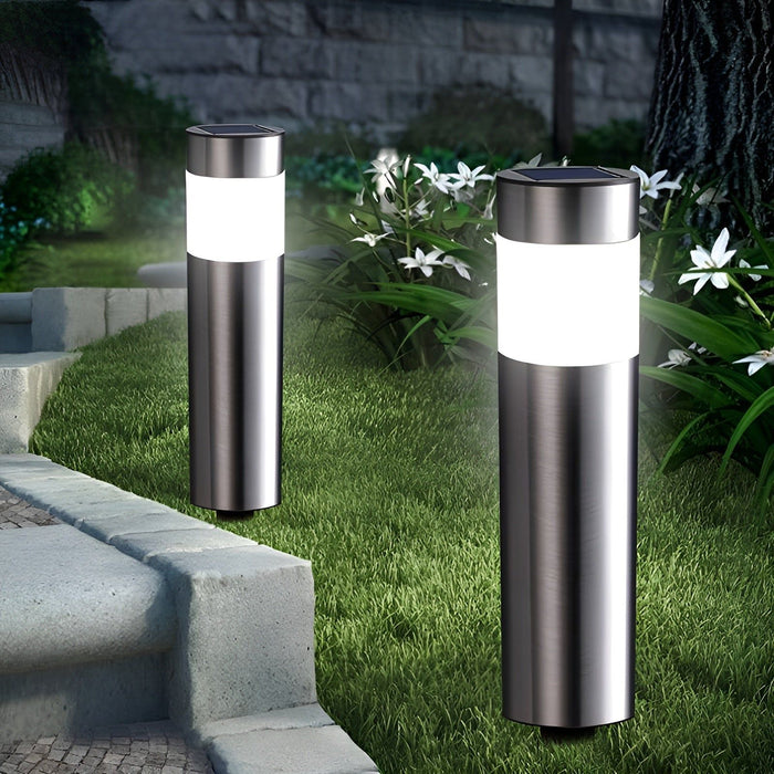 LED Oświetlenie Ogrodowe Cylindryczne w Zestawie 2 Szt. ze Stali Nierdzewnej