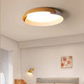 Nowoczesna lampa sufitowa z drewnianym wzorem – Stylowe oświetlenie LED do salonu