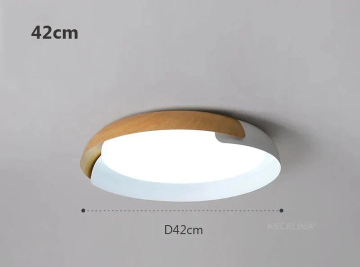 Nowoczesna lampa sufitowa z drewnianym wzorem – Stylowe oświetlenie LED do salonu