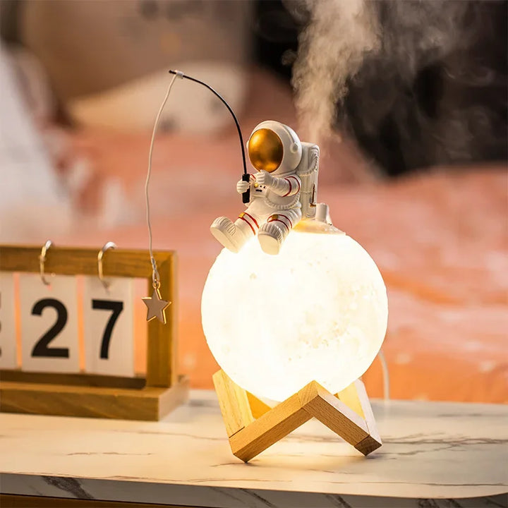 Lampa Księżycowa 3D z Astronautą z LED, Z Dimmowalnym Sterowaniem Dotykowym i Dekoracją do Pokoju Dziecięcego | Karnz