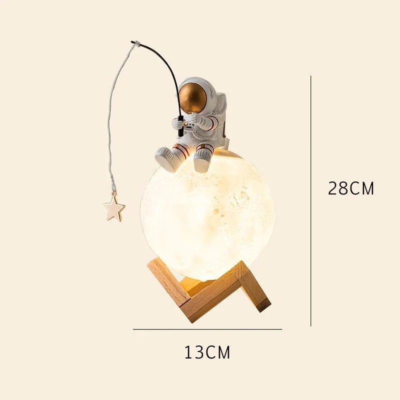 Lampa Księżycowa 3D z Astronautą z LED, Z Dimmowalnym Sterowaniem Dotykowym i Dekoracją do Pokoju Dziecięcego | Karnz