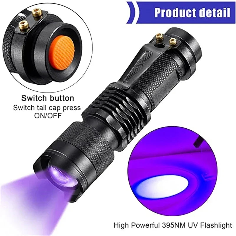 Latarka LED-UV – Ultrafioletowa lampa inspekcyjna do wykrywania moczu i plam zwierząt domowych