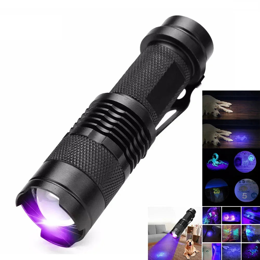 Latarka LED-UV – Ultrafioletowa lampa inspekcyjna do wykrywania moczu i plam zwierząt domowych
