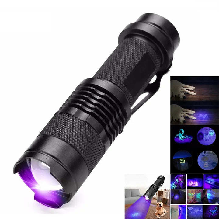 Latarka LED-UV – Ultrafioletowa lampa inspekcyjna do wykrywania moczu i plam zwierząt domowych