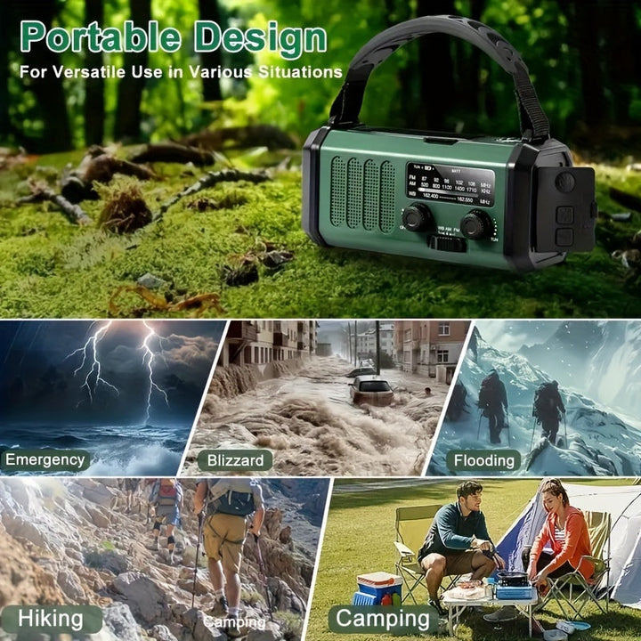Karnz | StormMate X10 Radio ratunkowe z powerbankiem 10.000 mAh | Solarne, korbowe i USB-C | Światło LED, alarm SOS i kompas | AM/FM/NOAA
