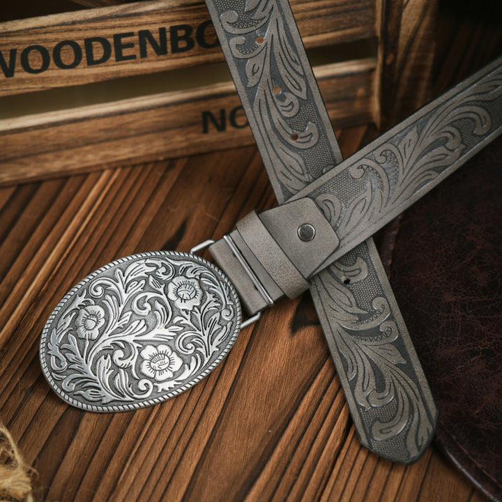 Karnz | Męski pasek w stylu western – Wegańska skóra z solidną metalową klamrą