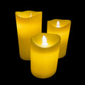 Świeca LED - rustykalna - 3 sztuki - 10/12,5/15 cm - z płomieniem 3D - (różne kolory) | Karnz