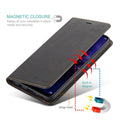 Skórzana etui na iPhone 15 w formacie portfela | Magnetyczne etui z klapką z kieszeniami na karty