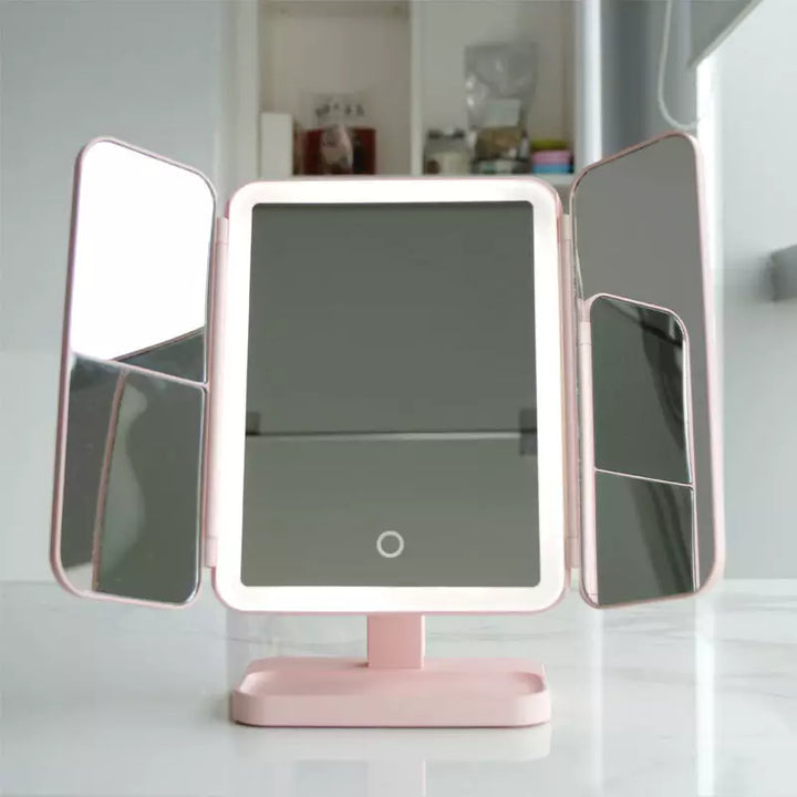 Lustro do makijażu LED z 3 trybami oświetlenia i powiększeniem