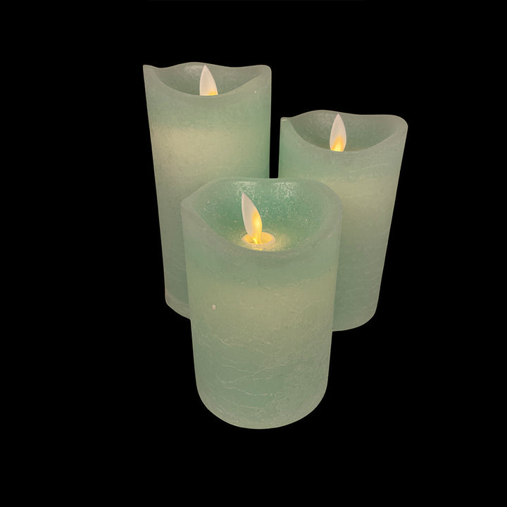 Świeca LED - rustykalna - 3 sztuki - 10/12,5/15 cm - z płomieniem 3D - (różne kolory) | Karnz