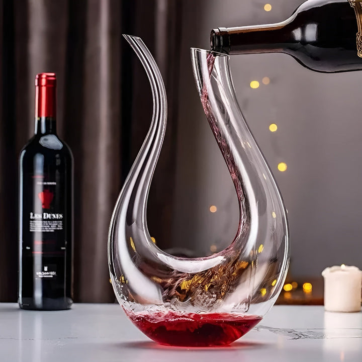 Dekanter do wina z napowietrzaczem – Ręcznie wykonany &amp; Stylowy – 1500 ml do baru i domu – Szkło bez ołowiu