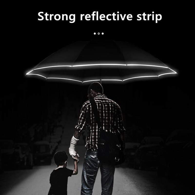 Automatyczny parasol z odblaskowym paskiem, odwrócony parasol LED, trzykrotnie składany, odwrócony, 10 żeber, wiatroodporne parasole do podróży