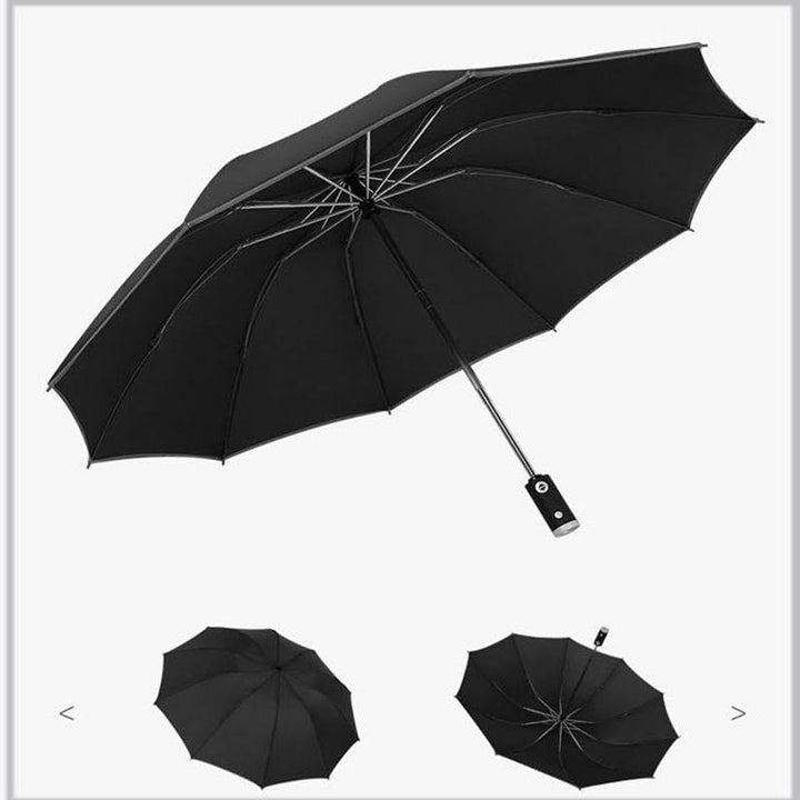 Automatyczny parasol z odblaskowym paskiem, odwrócony parasol LED, trzykrotnie składany, odwrócony, 10 żeber, wiatroodporne parasole do podróży