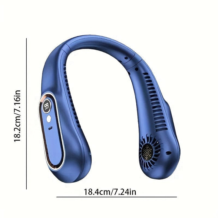 1szt. Wentylator bezłopatkowy na szyję, przenośny wentylator chłodzący USB z 5 prędkościami i wyświetlaczem cyfrowym - super mocna technologia i bezłopatkowy design do użytku na zewnątrz | Karnz