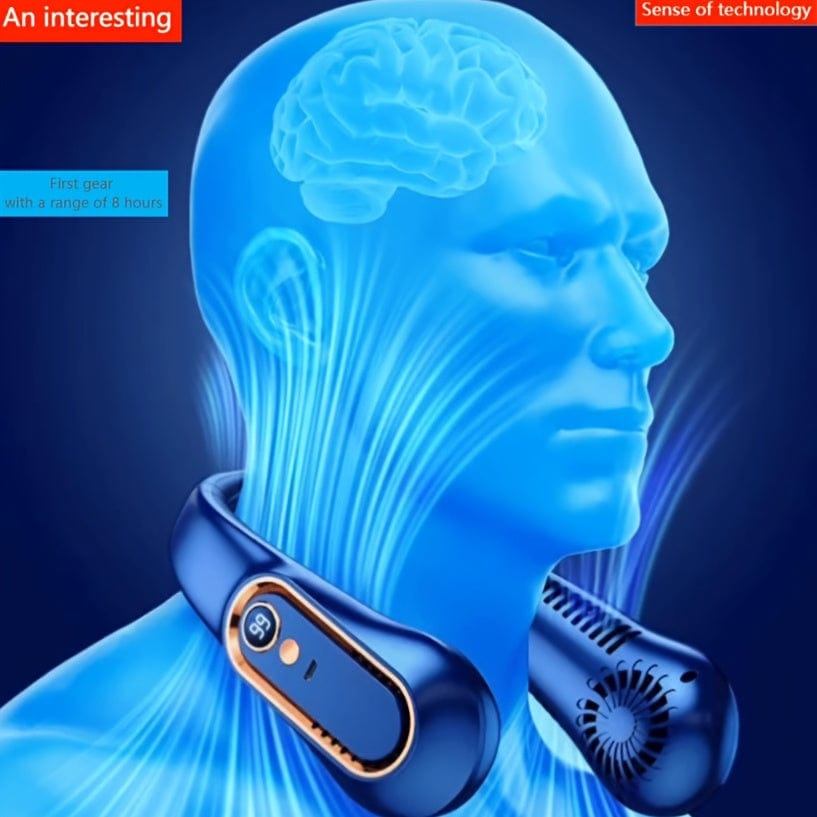 1szt. Wentylator bezłopatkowy na szyję, przenośny wentylator chłodzący USB z 5 prędkościami i wyświetlaczem cyfrowym - super mocna technologia i bezłopatkowy design do użytku na zewnątrz | Karnz
