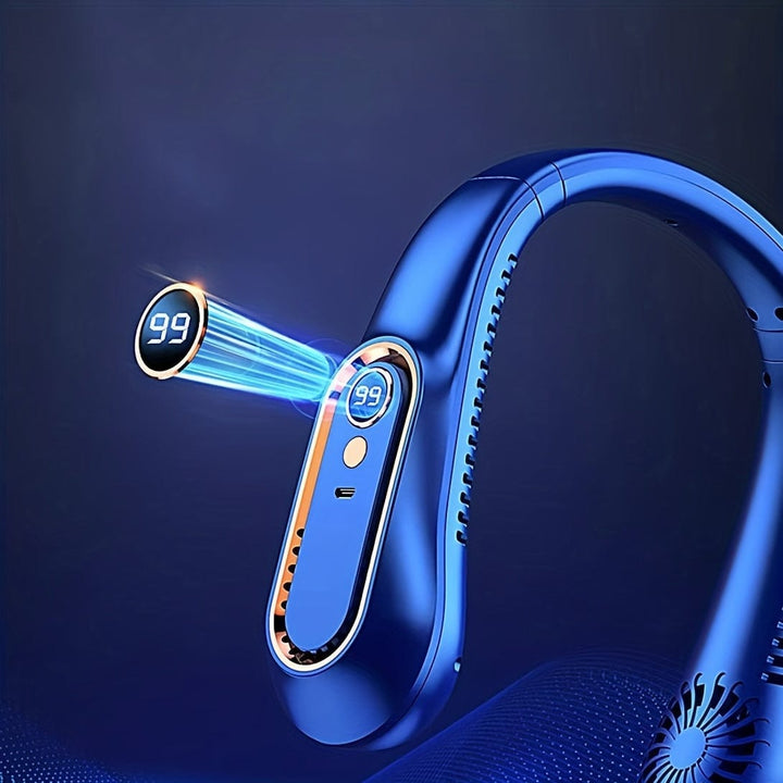 1szt. Wentylator bezłopatkowy na szyję, przenośny wentylator chłodzący USB z 5 prędkościami i wyświetlaczem cyfrowym - super mocna technologia i bezłopatkowy design do użytku na zewnątrz | Karnz