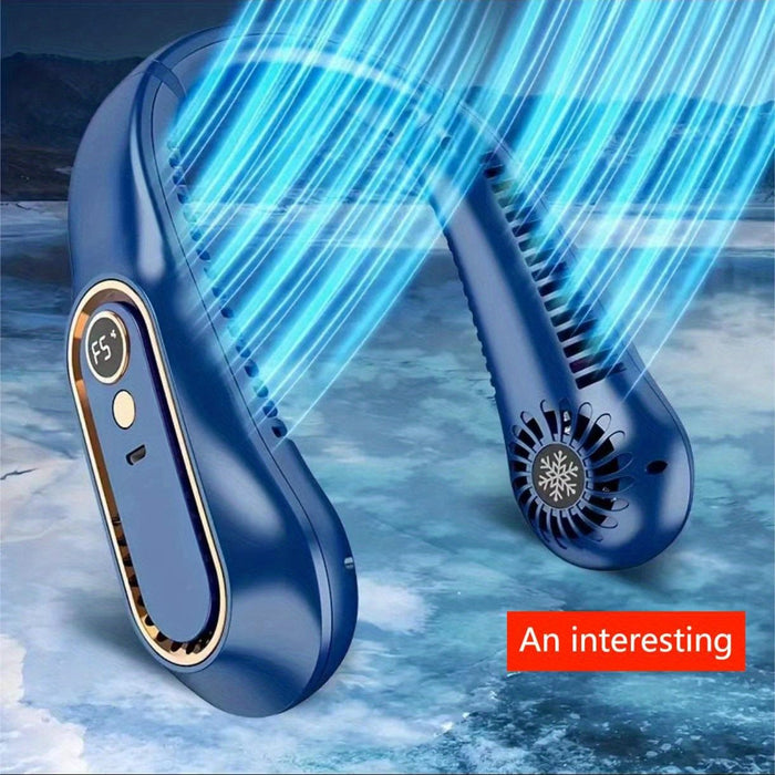 1szt. Wentylator bezłopatkowy na szyję, przenośny wentylator chłodzący USB z 5 prędkościami i wyświetlaczem cyfrowym - super mocna technologia i bezłopatkowy design do użytku na zewnątrz | Karnz