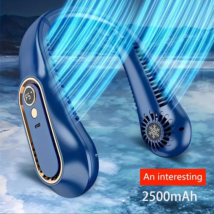 1szt. Wentylator bezłopatkowy na szyję, przenośny wentylator chłodzący USB z 5 prędkościami i wyświetlaczem cyfrowym - super mocna technologia i bezłopatkowy design do użytku na zewnątrz | Karnz