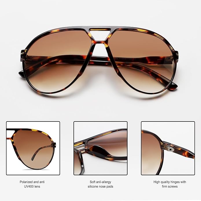 Okulary przeciwsłoneczne Aviator Oversize Retro UV400 | Karnz