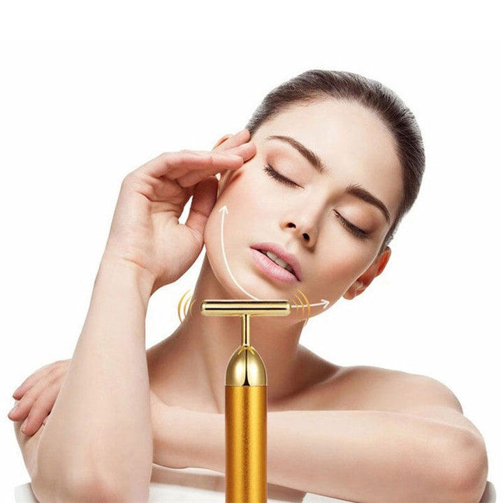 Karnz | Energiczne 24K Złote T Beauty Bar Rolka do masażu twarzy