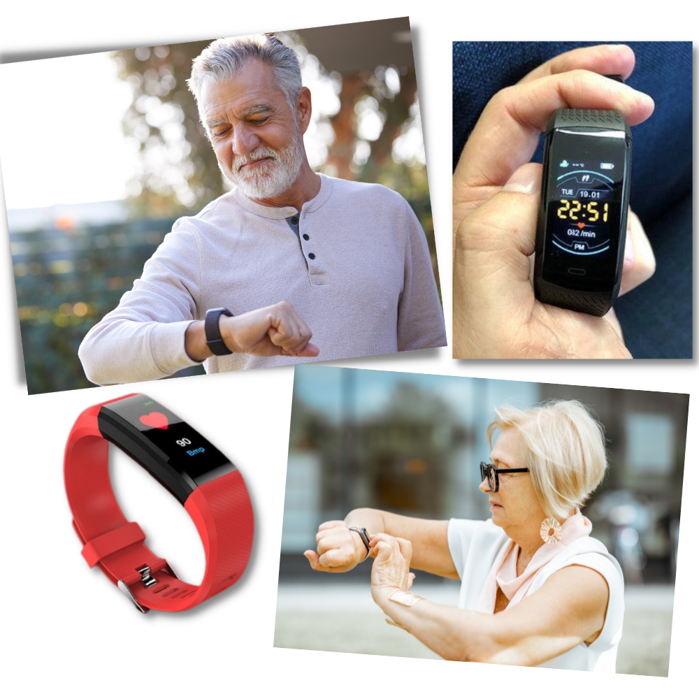 Sandsberg | Senior Smartwatch – Podstawowy tracker fitness z krokomierzem, miernikiem tętna i przyjaznym dla użytkownika designem