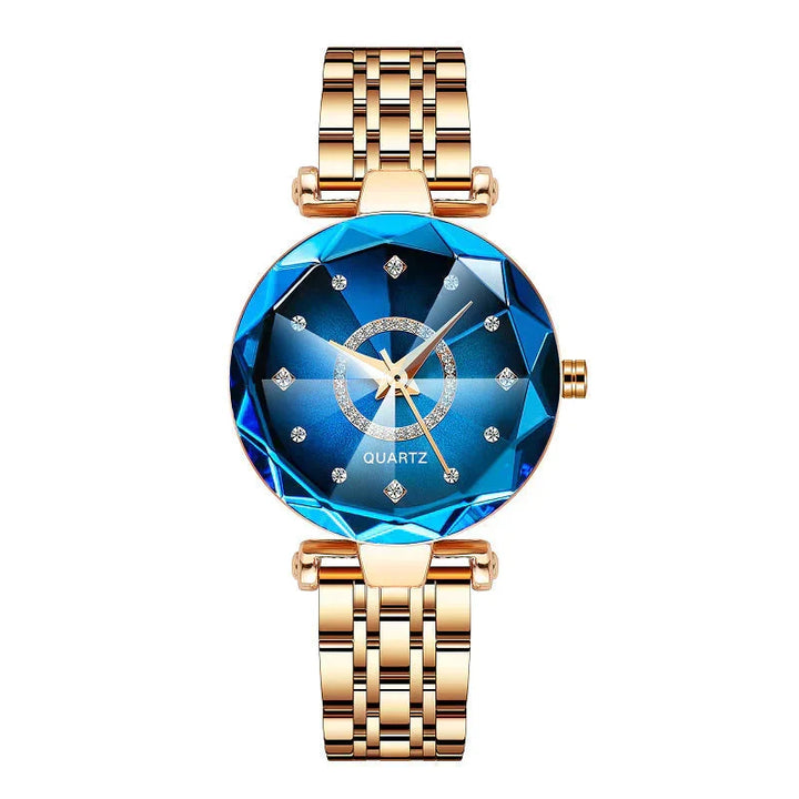 Wodoszczelny zegarek damski – Elegancja z diamentową tarczą w gwiaździstym stylu
