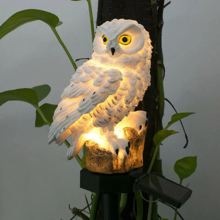 Karnz | Lampa ogrodowa OwlGlow Solar | Autonomiczne oświetlenie LED na zewnątrz | Wbudowany czujnik zmierzchu | Wodoodporność IP65 | 45 cm szpikulec ziemny | Dekoracyjny design sowy