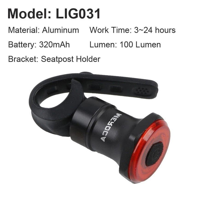 Inteligentne tylne światło rowerowe z automatycznym włączaniem/wyłączaniem, czujnikiem hamowania, wodoodporne IPx6, ładowanie USB, tylne światło LED do roweru