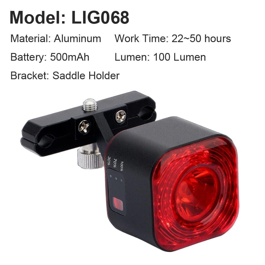 Inteligentne tylne światło rowerowe z automatycznym włączaniem/wyłączaniem, czujnikiem hamowania, wodoodporne IPx6, ładowanie USB, tylne światło LED do roweru