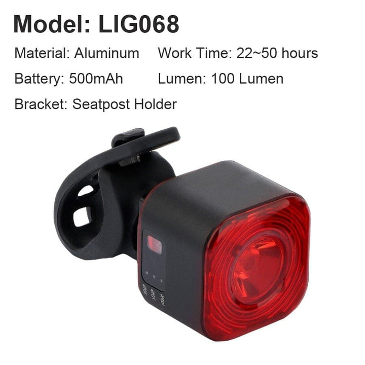 Inteligentne tylne światło rowerowe z automatycznym włączaniem/wyłączaniem, czujnikiem hamowania, wodoodporne IPx6, ładowanie USB, tylne światło LED do roweru