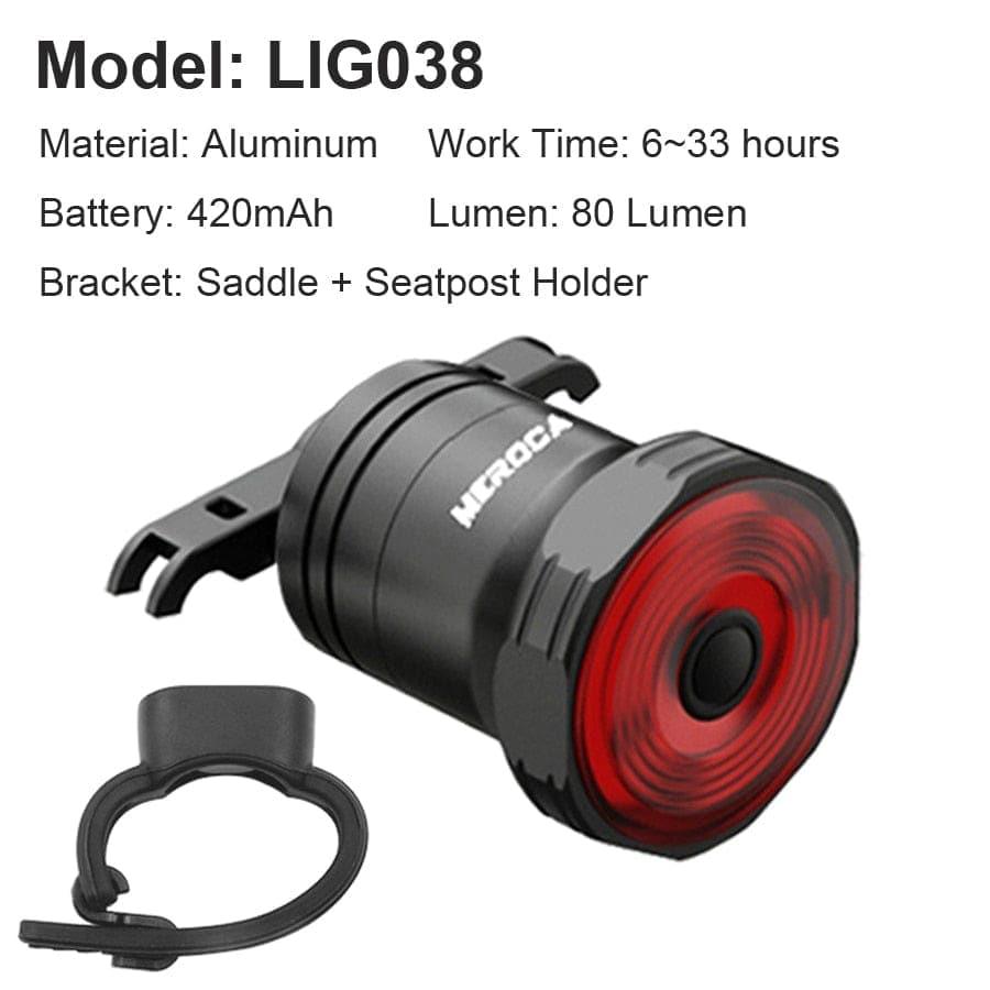 Inteligentne tylne światło rowerowe z automatycznym włączaniem/wyłączaniem, czujnikiem hamowania, wodoodporne IPx6, ładowanie USB, tylne światło LED do roweru