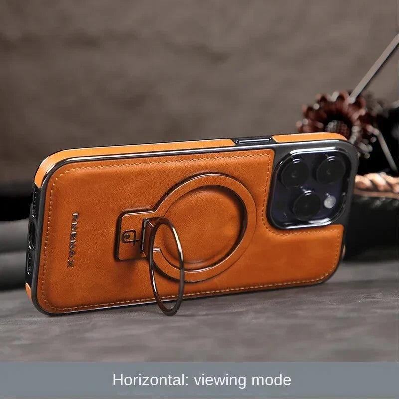 🎁Luksusowe etui skórzane z niewidocznym stojakiem do iPhone&