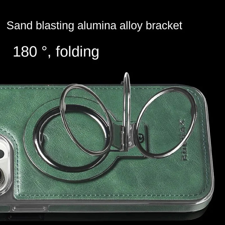🎁Luksusowe etui skórzane z niewidocznym stojakiem do iPhone&