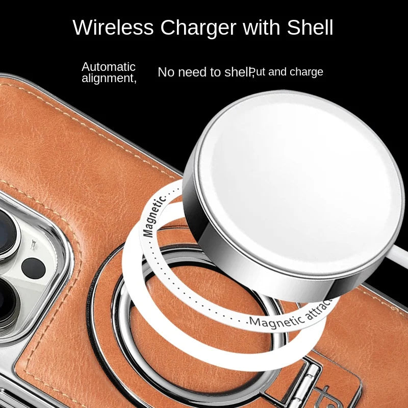 Skórzana etui z niewidocznym stojakiem do iPhone&