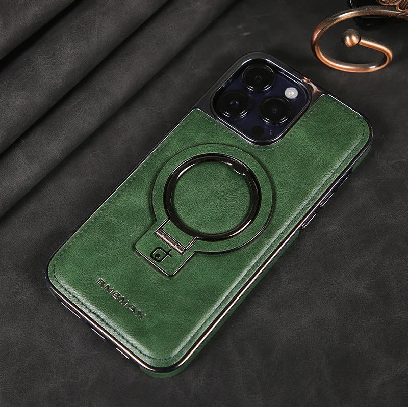 🎁Luksusowe etui skórzane z niewidocznym stojakiem do iPhone&