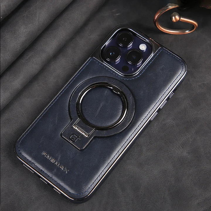 Skórzana etui z niewidocznym stojakiem do iPhone&