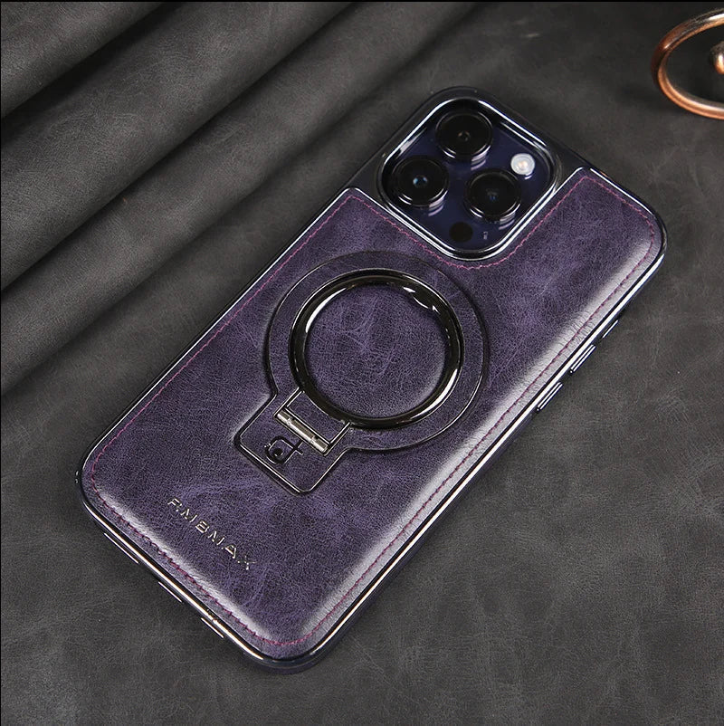 🎁Luksusowe etui skórzane z niewidocznym stojakiem do iPhone&