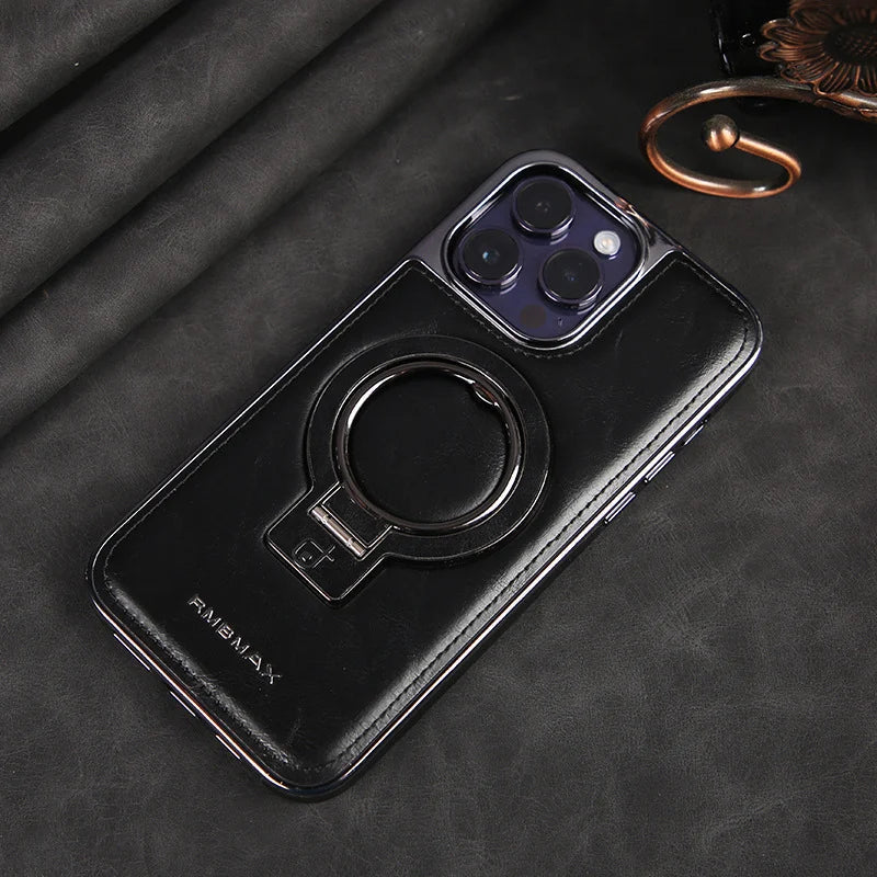 Skórzana etui z niewidocznym stojakiem do iPhone&