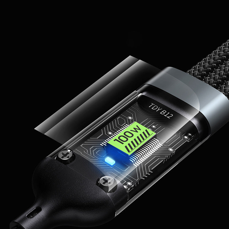 🔥3-w-1 100W Przezroczysty Kabel Szybkiego Ładowania