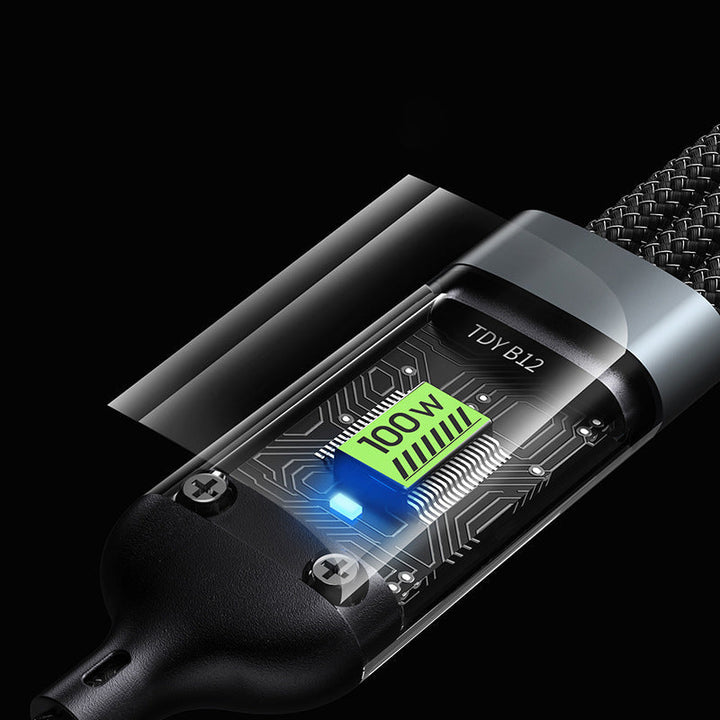 🔥3-w-1 100W Przezroczysty Kabel Szybkiego Ładowania