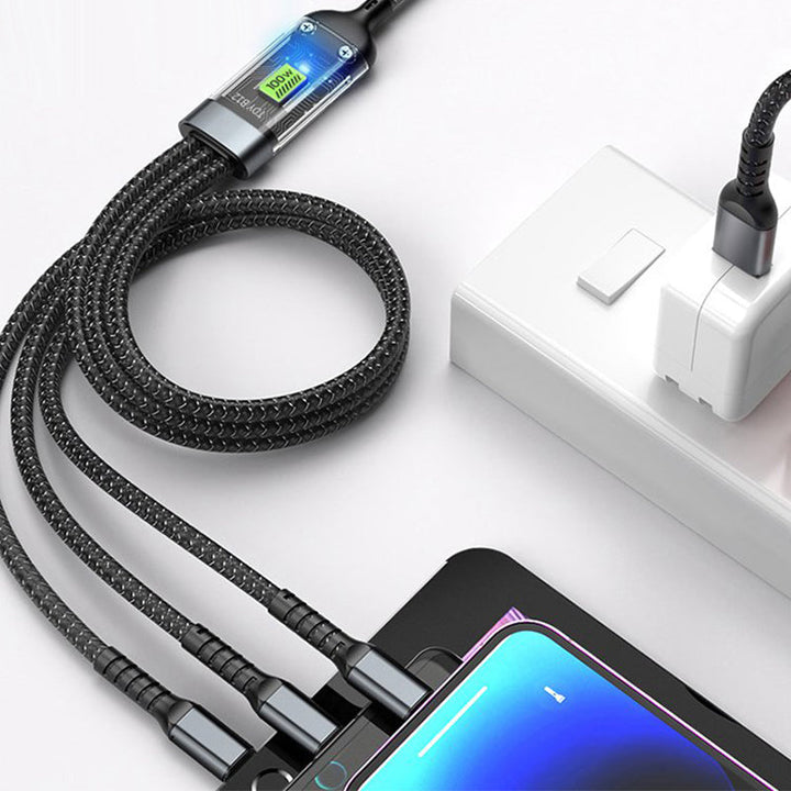 🔥3-w-1 100W Przezroczysty Kabel Szybkiego Ładowania