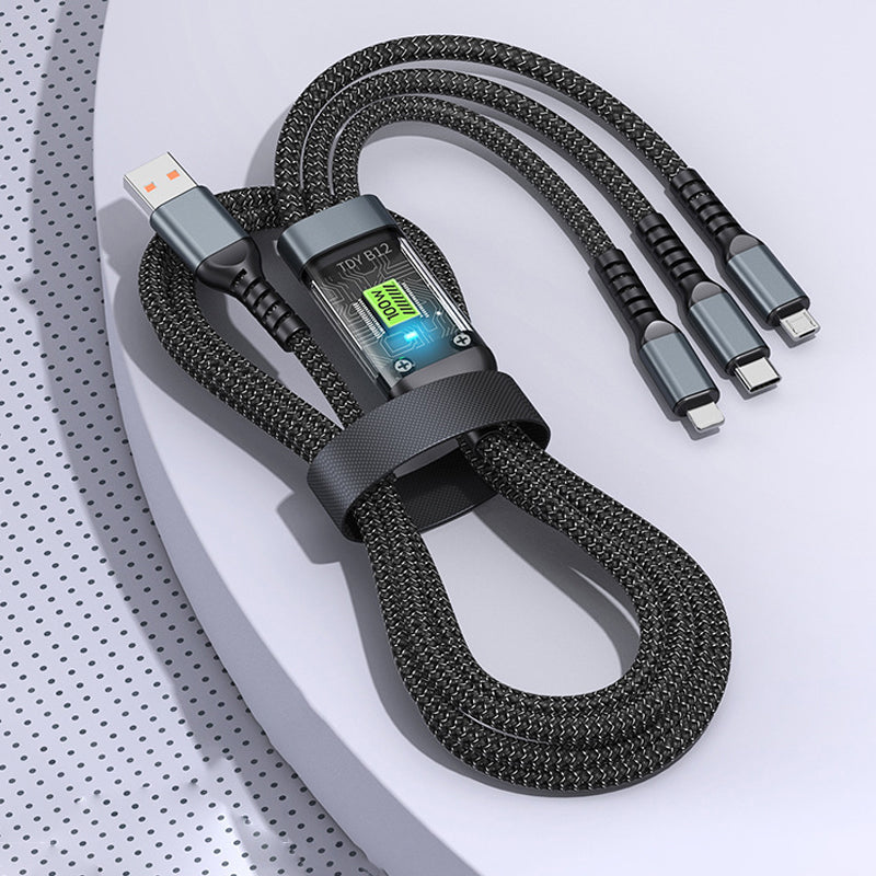🔥3-w-1 100W Przezroczysty Kabel Szybkiego Ładowania