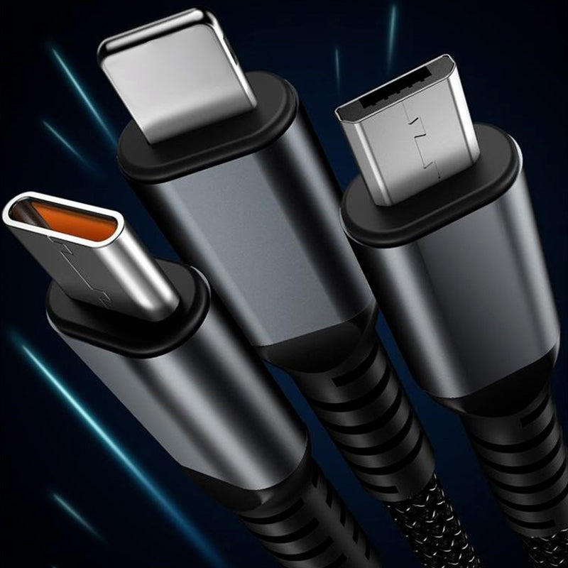 🔥3-w-1 100W Przezroczysty Kabel Szybkiego Ładowania