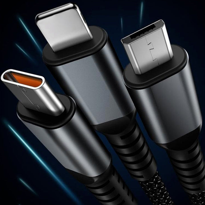 🔥3-w-1 100W Przezroczysty Kabel Szybkiego Ładowania
