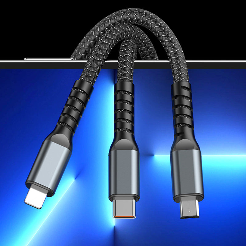🔥3-w-1 100W Przezroczysty Kabel Szybkiego Ładowania
