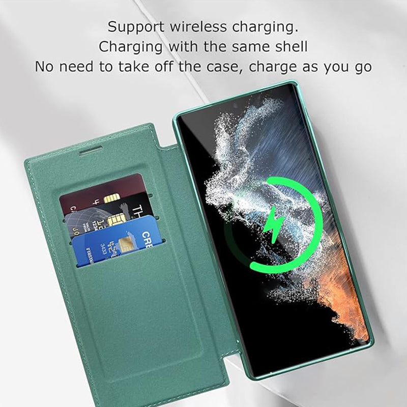 Sandsberg | Magnetyczna etui Flip do Samsunga | Skórzana struktura z uchwytem na palec